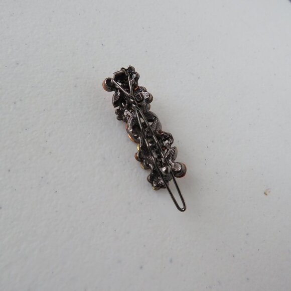 Women’s Floral Design Topaz Light Yellow Crystals Rhinestones Hair Clip - Picture 3 of 6